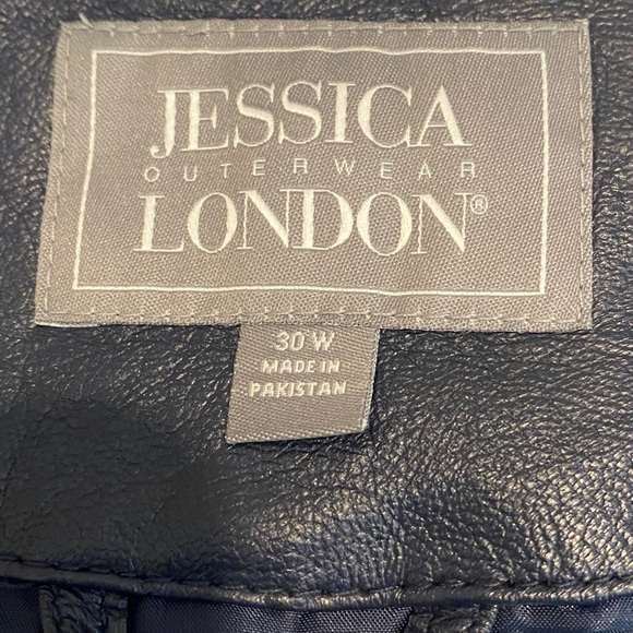 Jessica London | Women’s Jessica London Navy Blue Leather Jacket NWT Plus Size - Picture 8 of 9